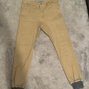 Zanerobe Dynamo Jogger Mens Size 32 Brown Grey Knit Cuffs Chino Khaki Pants